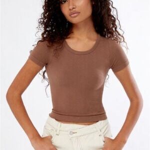 PacSun Brown Fitted Crop T-Shirt